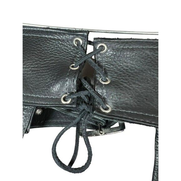 Unisex Black Leather Motorcycle Chaps XS Suede Lined Genuine Cowhide Biker USA - Picture 7 of 16